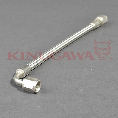 Braided Steel Teflon Hose 1/4" 4AN to 4AN Straight - 90 Degrees - 50"