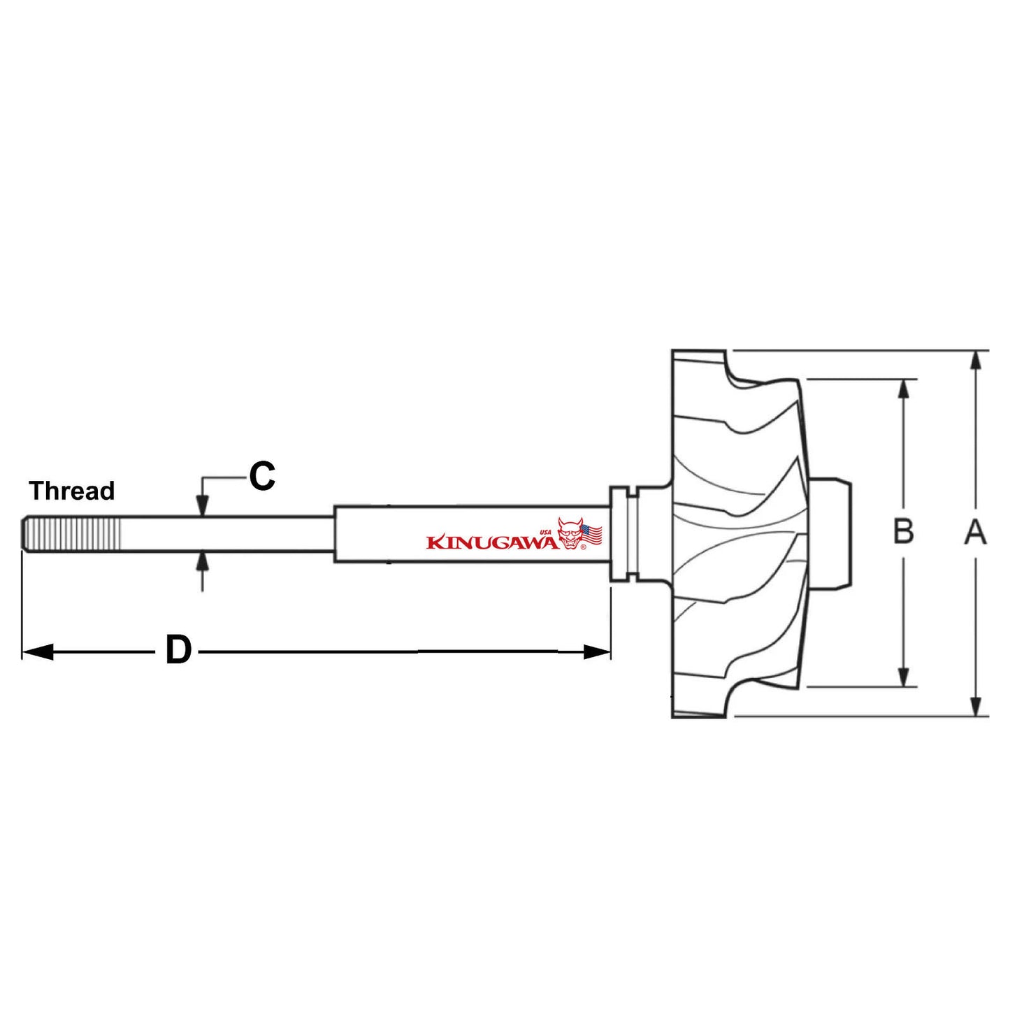 Kinugawa Turbine Wheel Shaft Garrett GT28 GT2871R GTX2871R GT2876R 47/53.9 9B