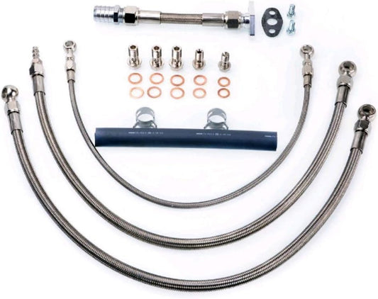 Top Mount Turbo Oil Water Line Fit RB20DET RB25DET w/Garrett GT2560R GT2871R