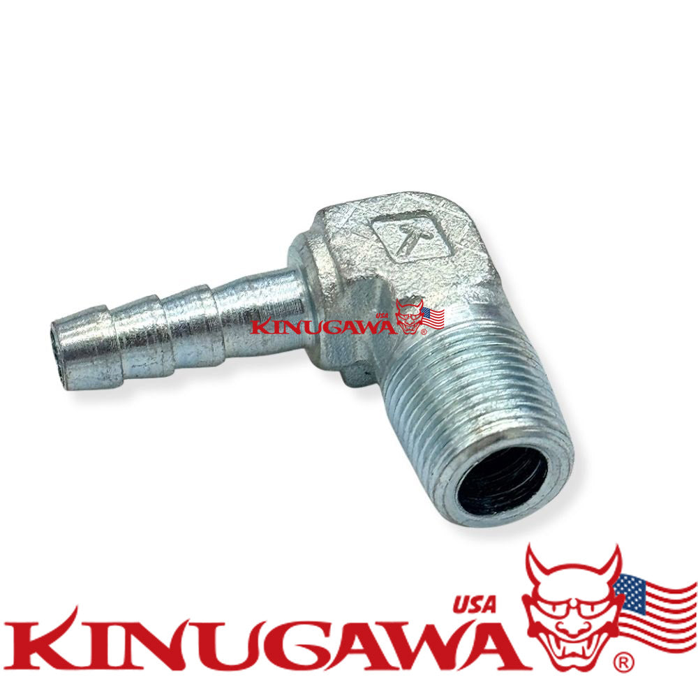Forged Steel Adapter Fitting 90 Deg 3/8 BSPT BSP Male - 5/16" Hose Barb C12-6
