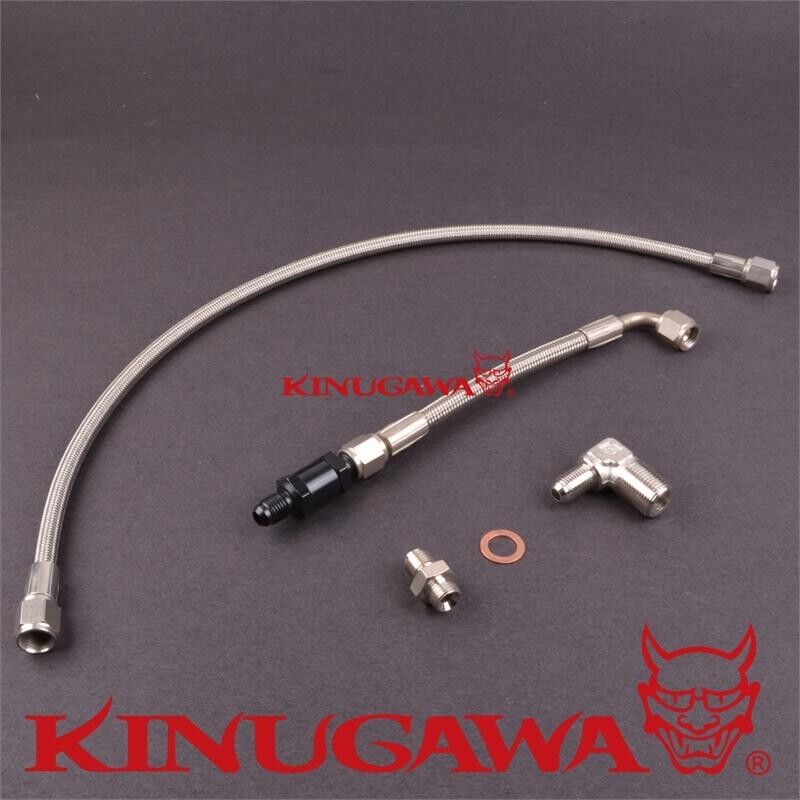 Turbo Oil Feed Line Kit DSM 2G Eclipse EVO 1-3 T25 w/ Oil Filter 400 holes/cm^