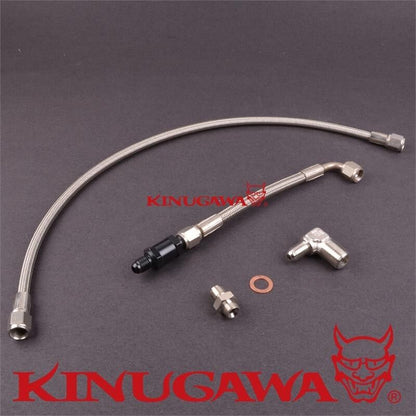 Turbo Oil Feed Line Kit DSM 2G Eclipse EVO 1-3 T25 w/ Oil Filter 400 holes/cm^