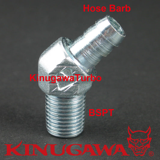 Forged Adapter Fitting Steel 45 Deg Elbow 3/8 BSPT BSP to 5/16" Hose Barb C18-0