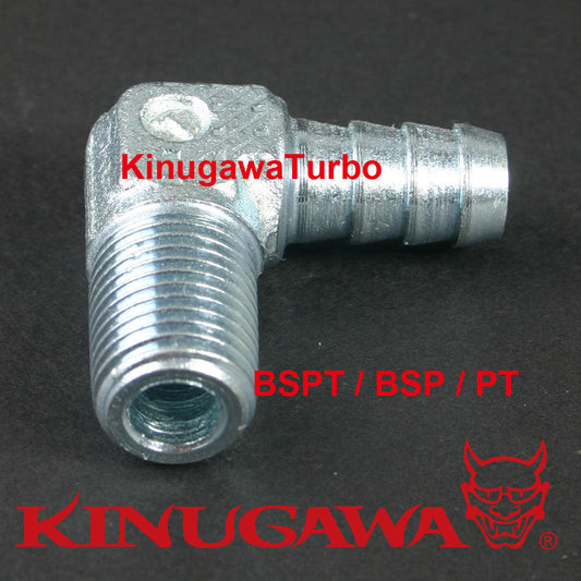 Forged Steel Adapter Fitting 90 Deg 1/4 BSPT BSP Male - 1/4" Hose Barb C12-1