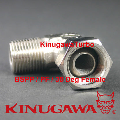 Forged Adapter Fitting Steel 90 Deg 1/4 BSPT BSP to 1/4 BSPP 30 Deg Female C18-8