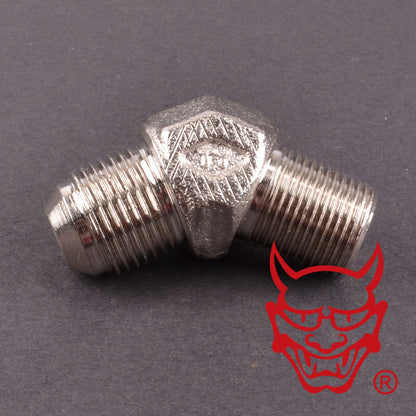 Adapter 45 degree 3/8” PT to -8AN Male to Male Fitting