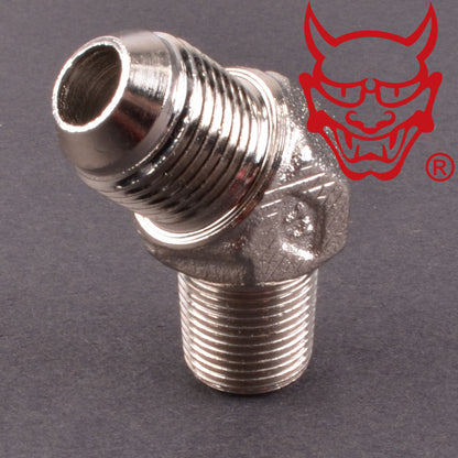 Adapter 45 degree 3/8” PT to -8AN Male to Male Fitting