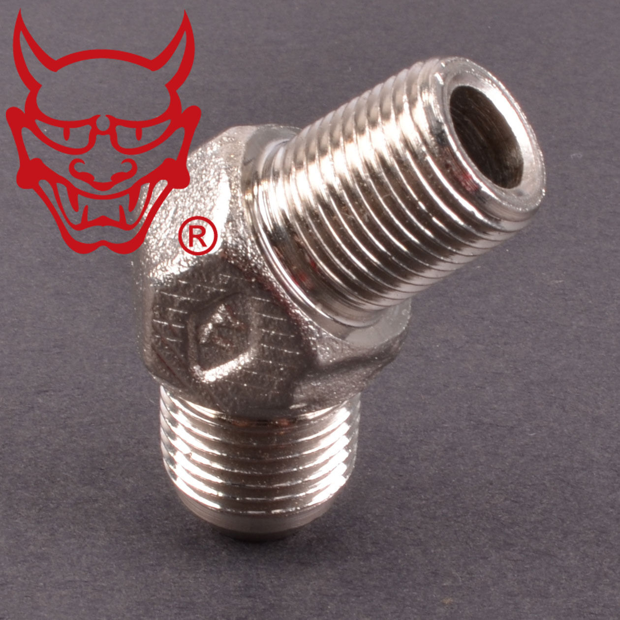 Adapter 45 degree 3/8” PT to -8AN Male to Male Fitting